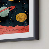 "Space Planets" - Art Print in Saturn by Susanne Kasielke - Frame Close-up