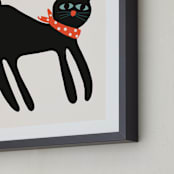 "French Cat" - Art Print in Noir by Morgan Kendall - Frame Close-up