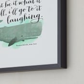 "Go to it Laughing" - Art Print in Aqua by Ann Gardner - Frame Close-up