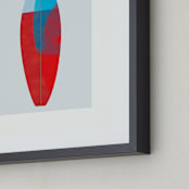 "Colorful Surfboard" - Art Print in Blue Ocean by Carmen Guedez - Frame Close-up