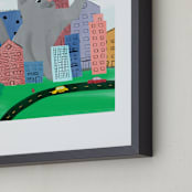 "Ahhhh its a Kitty" - Art Print in White by Megan Zang - Frame Close-up
