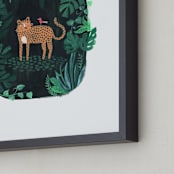 "Wild Cat" - Art Print in Forest Green by Nikita Jariwala - Frame Close-up