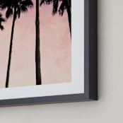 "Palm trees & pink skies" - Art Print in Blush Sky by Dawn Smith - Frame Close-up
