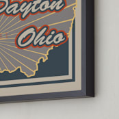 "Dayton Ohio" - Art Print in Vintage Blue by Nathan Poland - Frame Close-up
