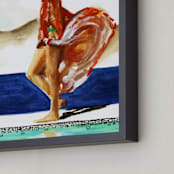 "Gratitude Meditation" - Art Print in coral crush by Jenny Partrite - Frame Close-up