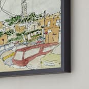 "San Francisco View of Coit Tower" - Art Print in soft wash by Valerie Hamill - Frame Close-up