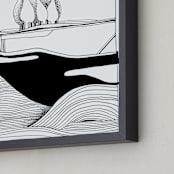 "Tuscan Landscape" - Art Print in Black by Attila - Frame Close-up