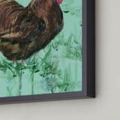 "Ruby Redfeather" - Art Print in Fresh Teal by Rebecca Weller - Frame Close-up