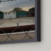 "Let's Take a Swim" - Art Print in Bruised Sky by Kate Binns - Frame Close-up