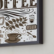 "Coffee Love" - Art Print in Coffee by Cynthia Oswald - Frame Close-up