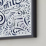 "Ornamental Smile" - Art Print in Violet Blue by Cynthia Oswald - Frame Close-up
