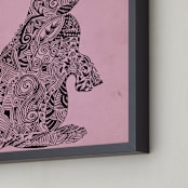 "Rabbit" - Art Print in Pink Bunny by Kanika Mathur - Frame Close-up