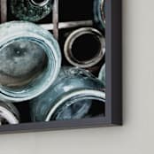 "Bottles II" - Art Print in Emerald Green by Debra Pruskowski - Frame Close-up