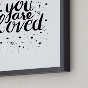 "You Are Loved" - Art Print in Black by Joanne James - Frame Close-up