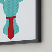 "Mr Dear" - Art Print in Teal blue by Johanna Phillips Huuva - Frame Close-up