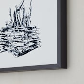 "Bonfire-to-be" - Art Print in Cyanotype by Alaine Ball - Frame Close-up