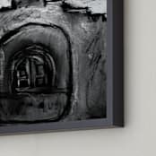 "Taos Pueblo Church" - Art Print in Pueblo Gray by Stuart Heir - Frame Close-up