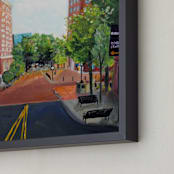 "Poinsett and Main" - Art Print in Carolina Clay Red by The Tattered Traveler - Frame Close-up