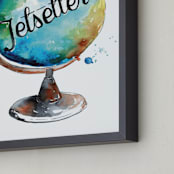 "Jetsetter" - Art Print in Blue by Kelsey McNatt - Frame Close-up