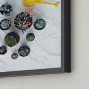 "Saturday Succulents" - Art Print in Songbird Yellow by Five Sparrows - Frame Close-up