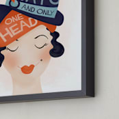 "Chapeau" - Art Print in Tangerine by Melissa Egan of Pistols - Frame Close-up