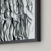 "Turn, Abstract Charcoal drawing" - Art Print in Black & White by Kathleen Ney - Frame Close-up