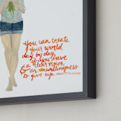 "Create Your World Floral" - Art Print in Warm and vibrant orange by Kate Wong - Frame Close-up