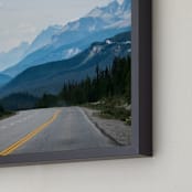 "Road to the Rockies" - Art Print in sky blue by Ardell McLennan - Frame Close-up