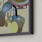 "Impressionist Kitchen" - Art Print in Plum by Pat Jennings - Frame Close-up