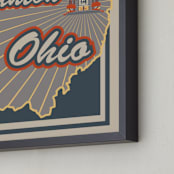 "Canton Ohio" - Art Print in Vintage Blue by Nathan Poland - Frame Close-up
