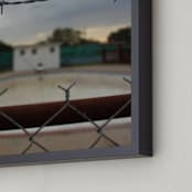 "Let's Take a Swim" - Art Print in Bruised Sky by Kate Binns - Frame Close-up