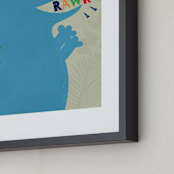 "Baby Triceratops Dinosaur" - Art Print in TRI Blue by Rebecca Marchese - Frame Close-up