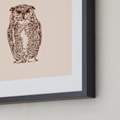"The Owl" - Art Print in blush by IMG_101 - Frame Close-up