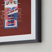 "Tibetan Cat Female" - Art Print in Tibetan Terracotta by Jiny He - Frame Close-up