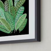 "Banana Leaf Bouquet II" - Art Print in Tropical Green by Madeline Trait - Frame Close-up