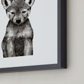 "Baby Animal Wolf" - Art Print in Ash by Cass Loh - Frame Close-up