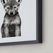 "Baby Animal Wolf" - Art Print in Ash by Cass Loh - Frame Close-up
