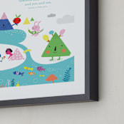 "In The Beginning" - Art Print in Aqua Blue by Chi Hey Lee - Frame Close-up