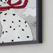 "Dalmatian Fire Truck Dog" - Art Print in Red, Greys and Black by Rebecca Marchese - Frame Close-up