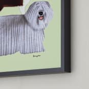 "Herding Dogs" - Art Print in stonewashed key lime by Tracy Ann - Frame Close-up