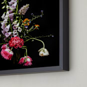 "The Fox Takes Off Her Gloves" - Art Print in A dark night by Theresa Bear - Frame Close-up