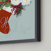 "Floral holiday stocking" - Art Print in Mint by Rosana Laiz Blursbyai - Frame Close-up