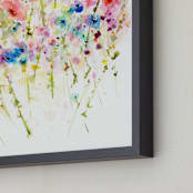 "Flourishing Wildflowers" - Art Print in Rose by Lindsay Megahed - Frame Close-up