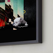 "Linear Memories of Dog" - Art Print in Emerald Blue by Augusto Paolo Bringas Dizon - Frame Close-up