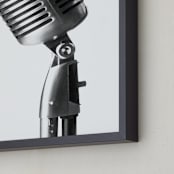 "Retro Microphone" - Art Print in Silver by Laura Hamm - Frame Close-up