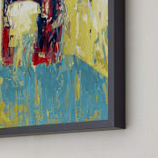 "A Walk In The Gallery" - Art Print in Red by Andy Mars - Frame Close-up