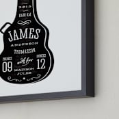"Gig Info Guitar Case" - Personalized Art Print in Midnight by Heather Francisco - Frame Close-up