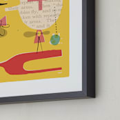 "Fun Games That Make You Laugh" - Art Print in Big Lemon by ERAY - Frame Close-up