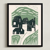 "chalet" - Art Print in Moss by Maja Cunningham - Framed