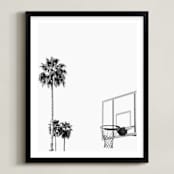 "Hoops and Palms" - Art Print in white by Irene Suchocki - Framed